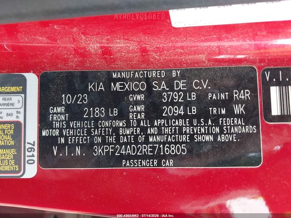 2024 KIA FORTE LXS