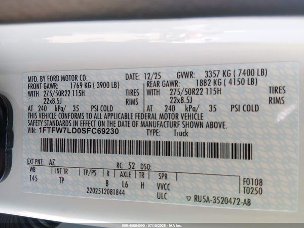 2025 FORD F-150 PLATINUM