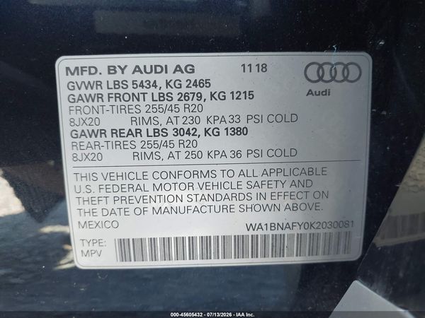 2019 AUDI Q5 45 PREMIUM