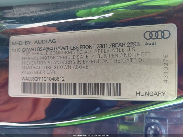 2016 AUDI A3 2.0T PREMIUM PLUS