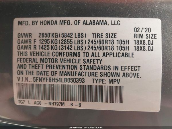 2020 HONDA PILOT AWD EX-L