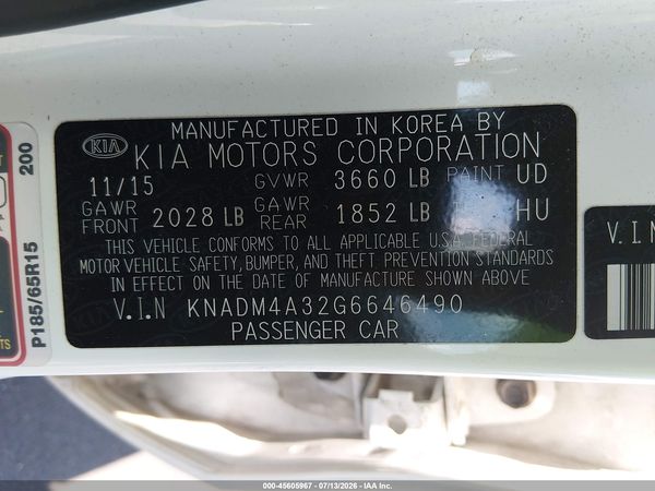 2016 KIA RIO LX