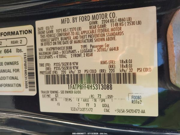 2017 FORD MUSTANG GT PREMIUM