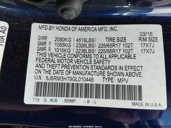 2016 HONDA CR-V EX-L