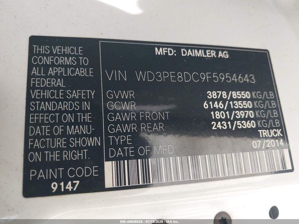2015 MERCEDES-BENZ SPRINTER 2500 HIGH ROOF