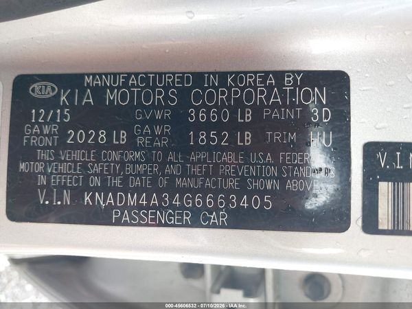 2016 KIA RIO LX