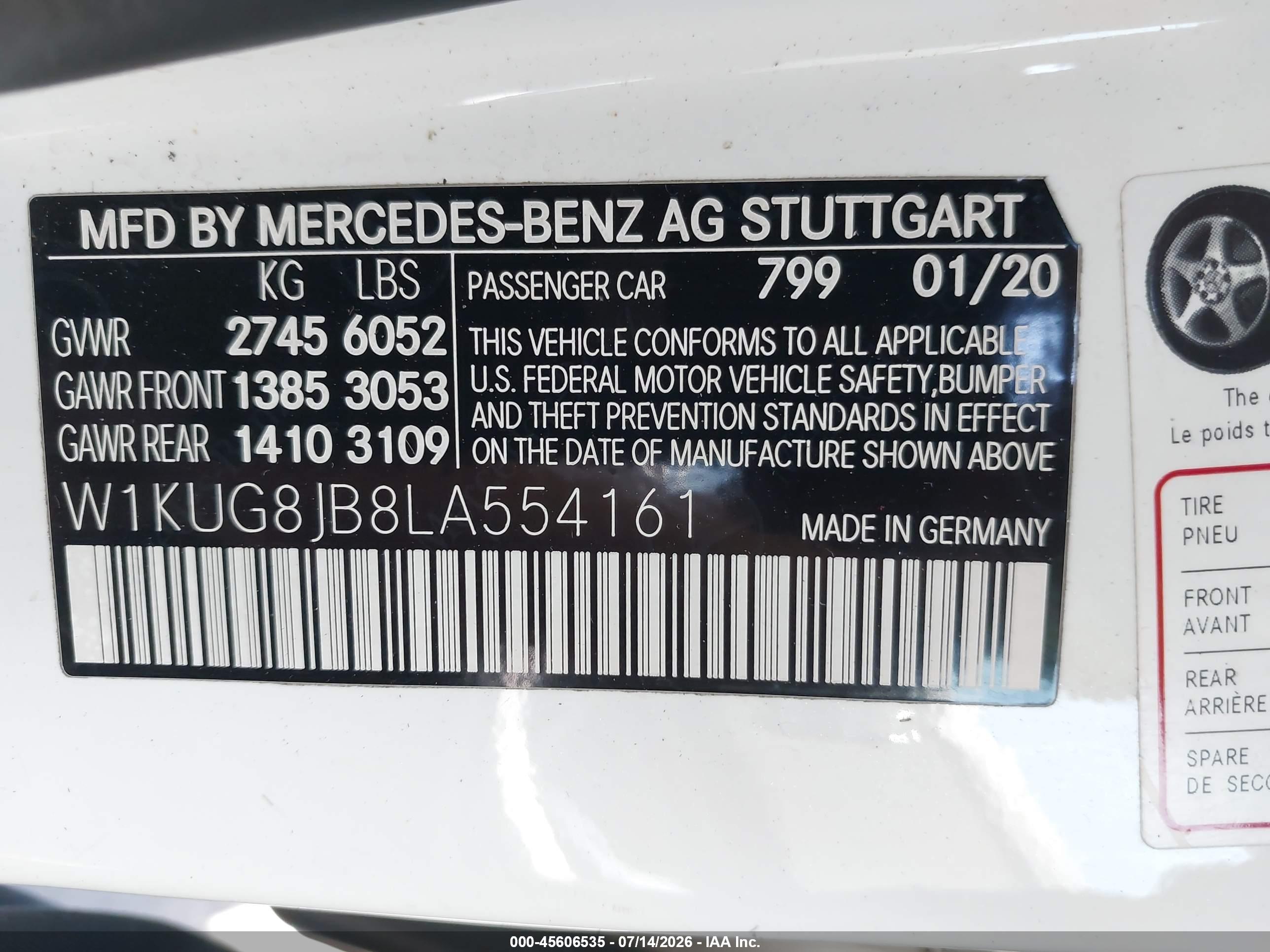 2020 MERCEDES-BENZ AMG S 63 4MATIC