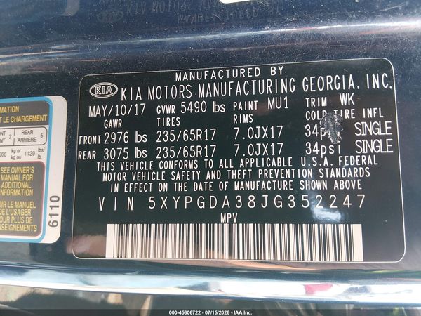 2018 KIA SORENTO 2.4L LX
