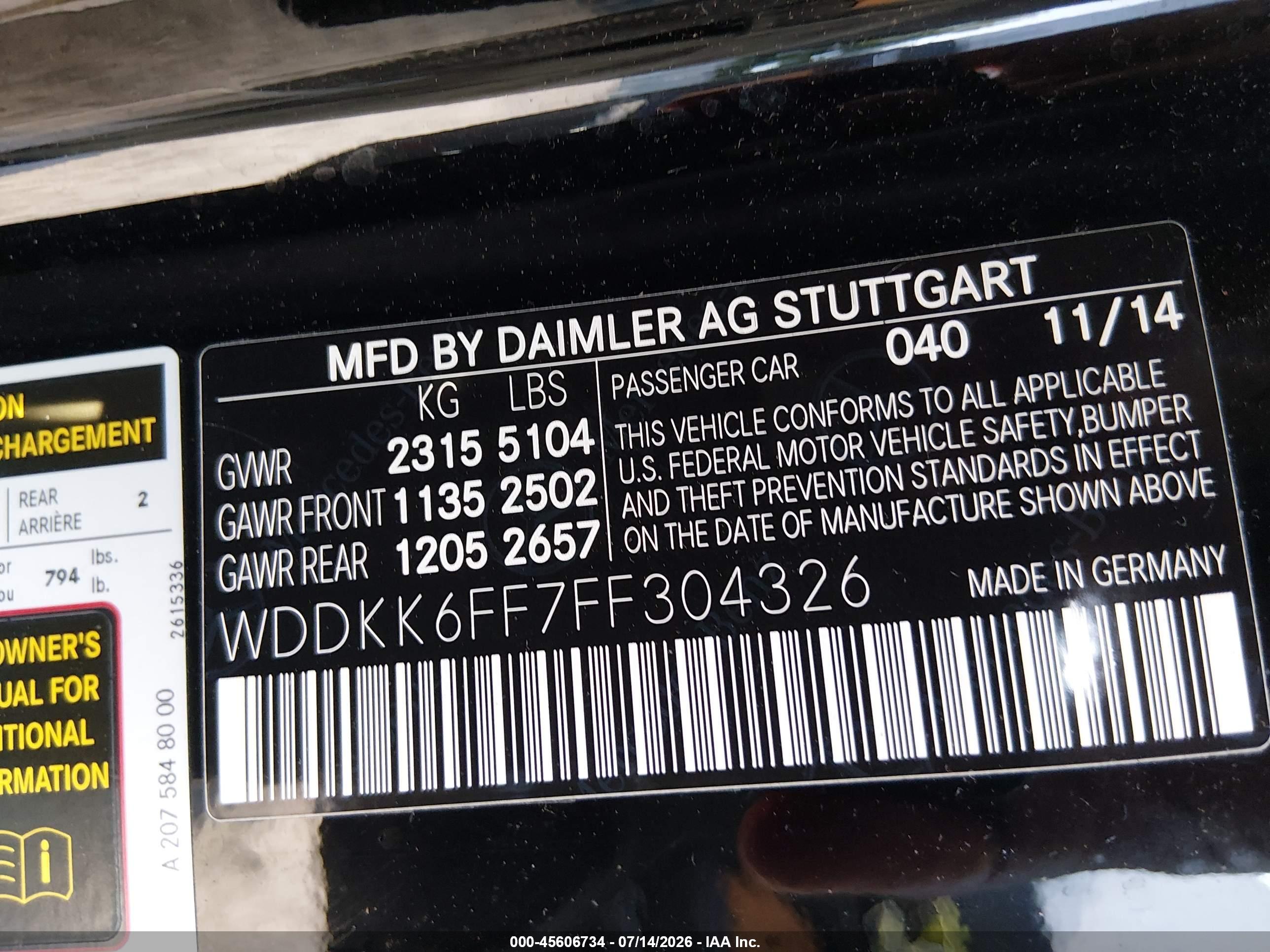 2015 MERCEDES-BENZ E 400 E400