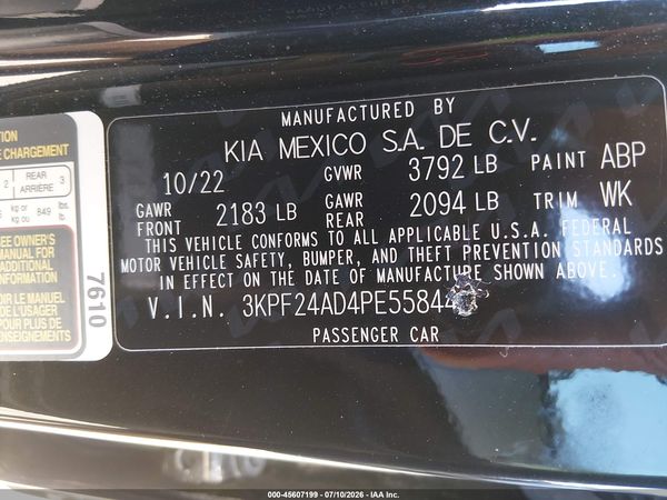 2023 KIA FORTE LXS