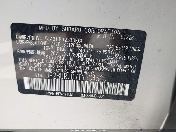 2026 SUBARU OUTBACK TOURING XT — I9