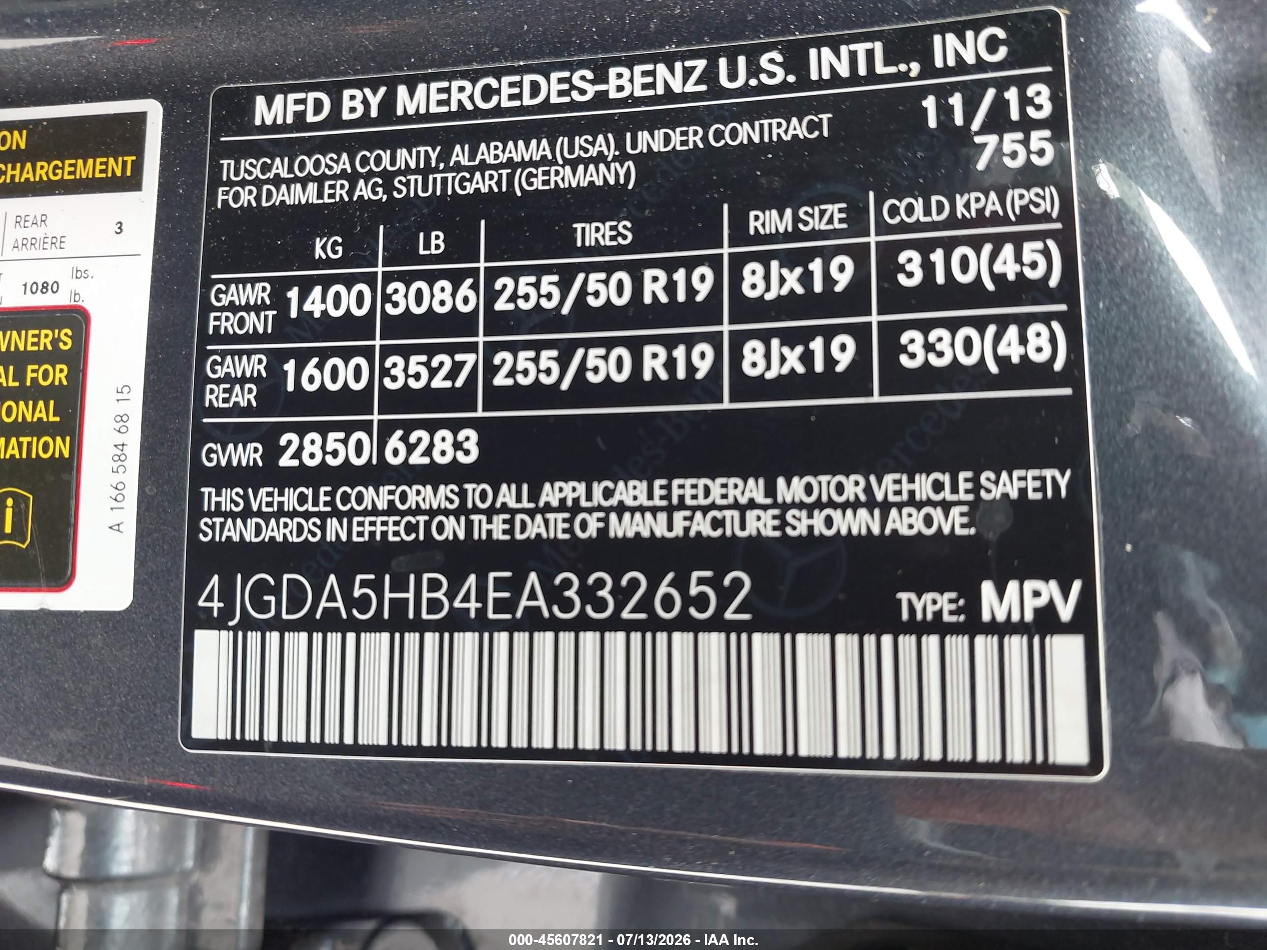 2014 MERCEDES-BENZ ML 350 4MATIC