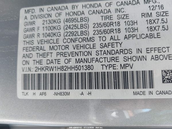 2017 HONDA CR-V EX-L/EX-L NAVI