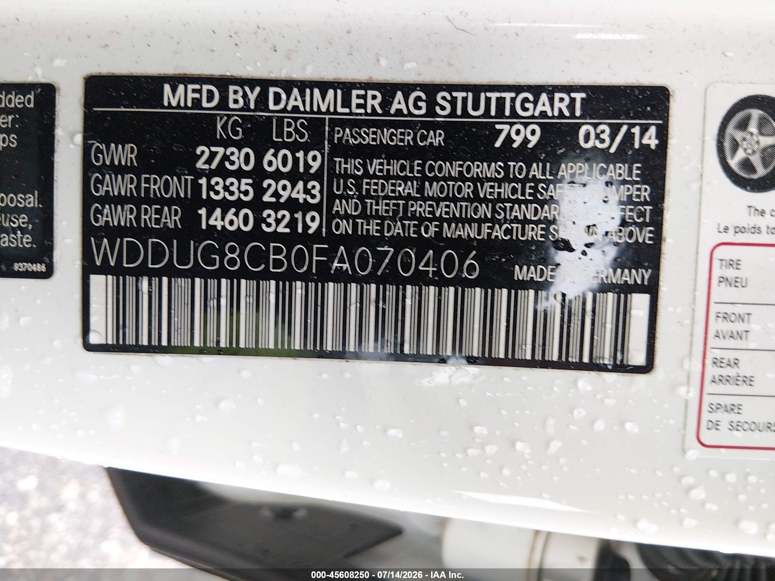 2015 MERCEDES-BENZ S 550 S550