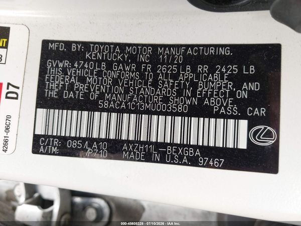 2021 LEXUS ES 300H 300h Base