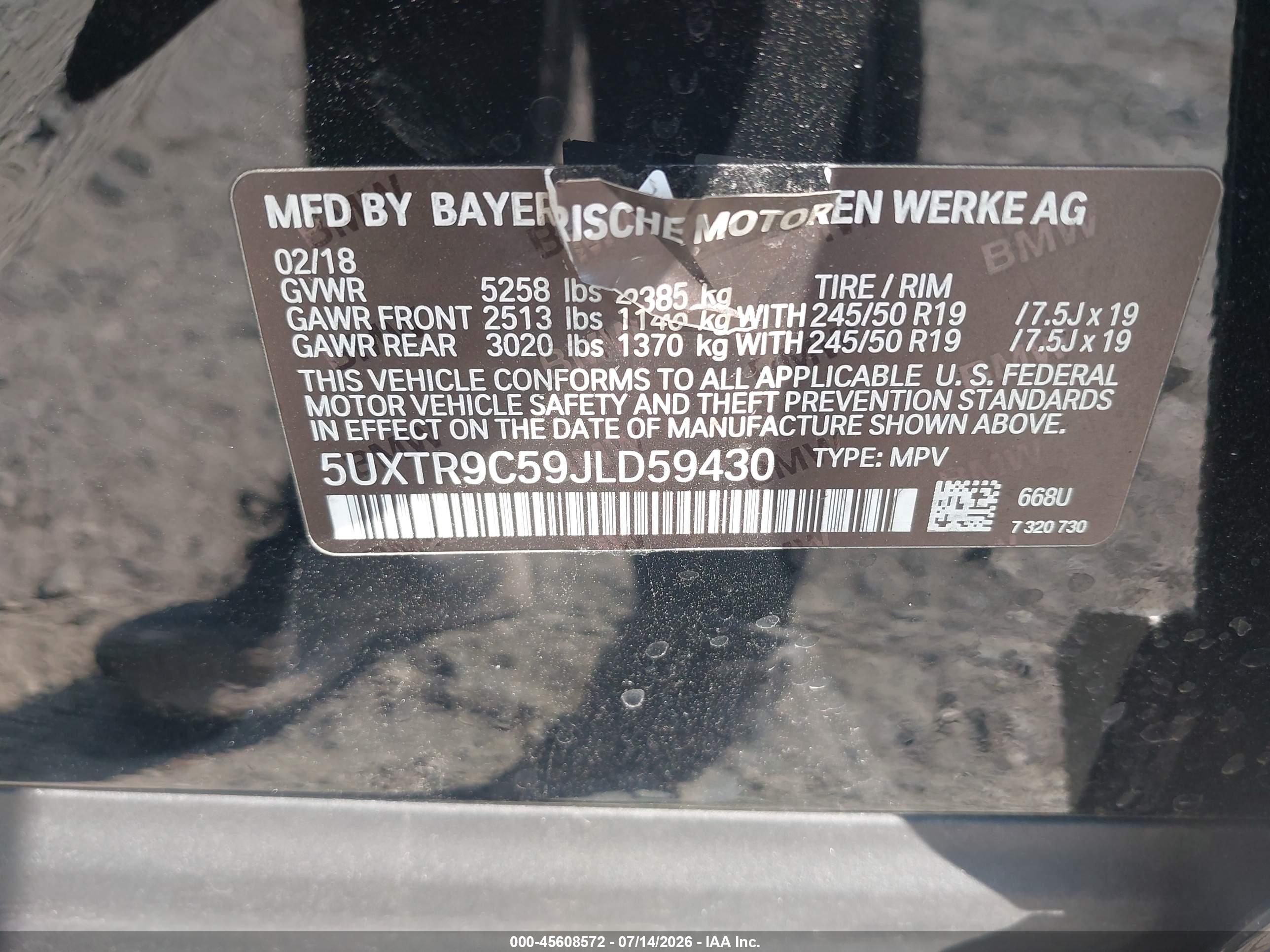 2018 BMW X3 XDRIVE30I