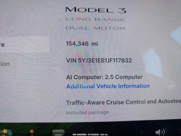 2018 TESLA MODEL 3 LONG RANGE/PERFORMANCE