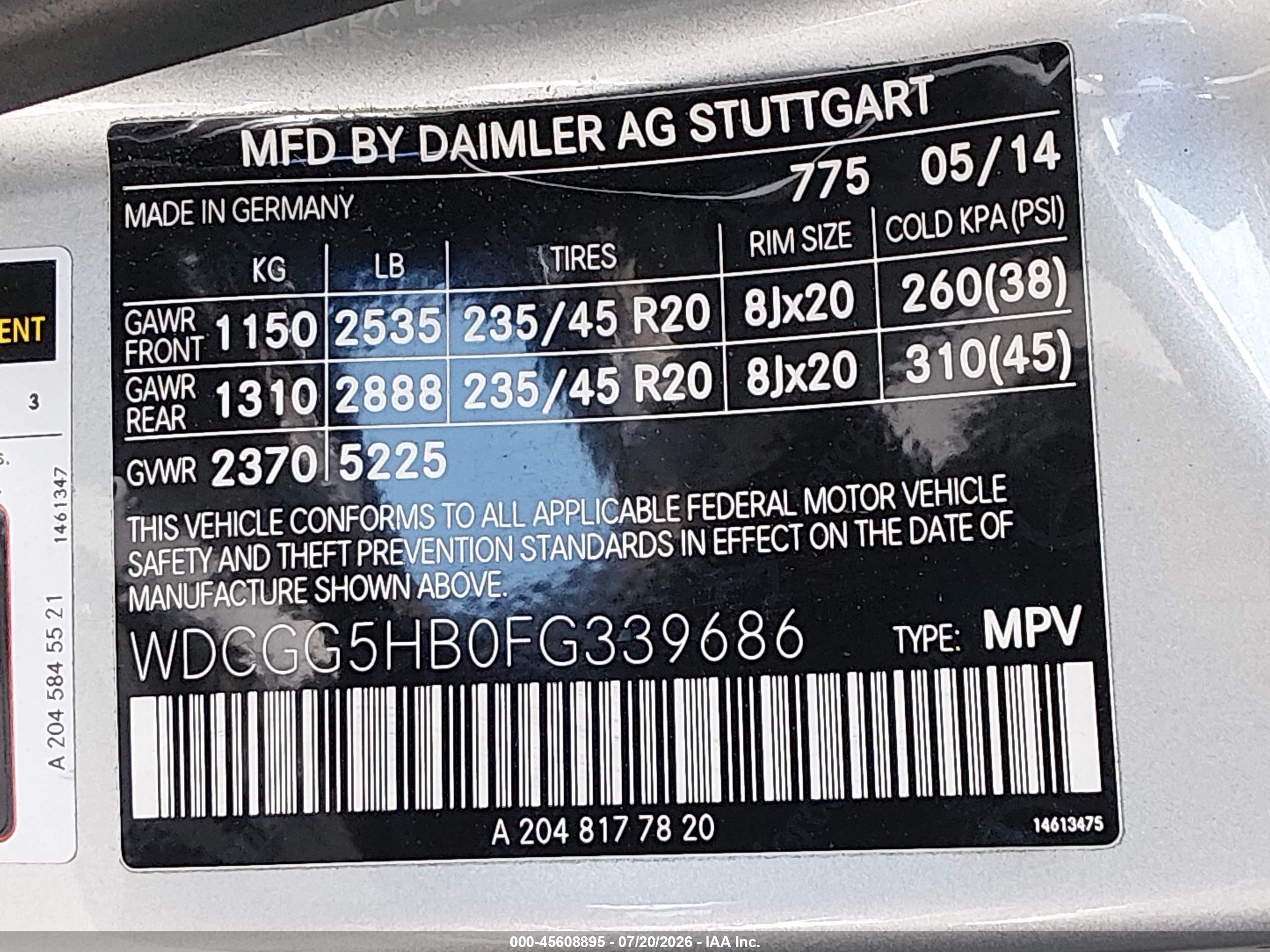 2015 MERCEDES-BENZ GLK 350 GLK350