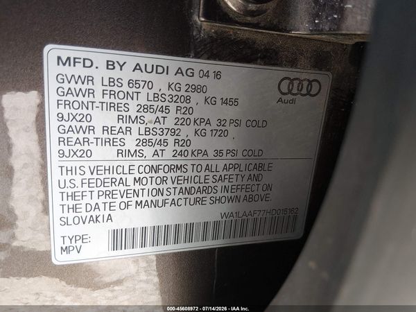2017 AUDI Q7 3.0T PREMIUM
