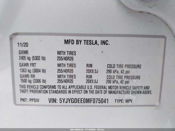 2021 TESLA MODEL Y