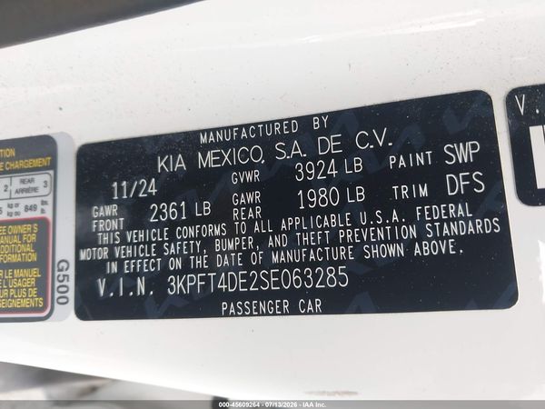 2025 KIA K4 LXS