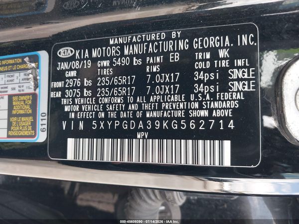 2019 KIA SORENTO 2.4L LX