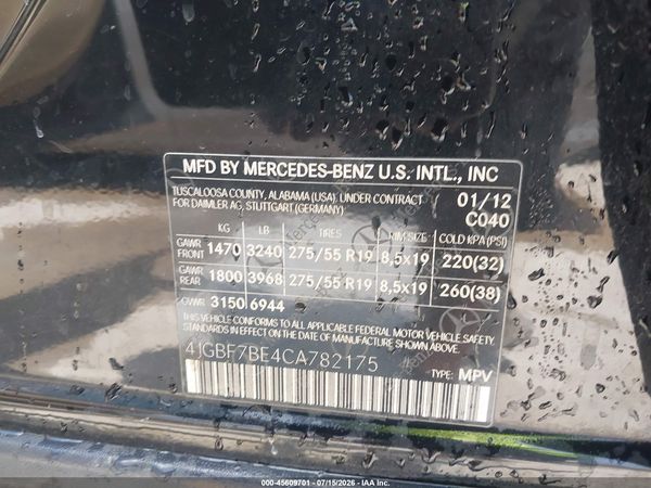2012 MERCEDES-BENZ GL 450 4MATIC