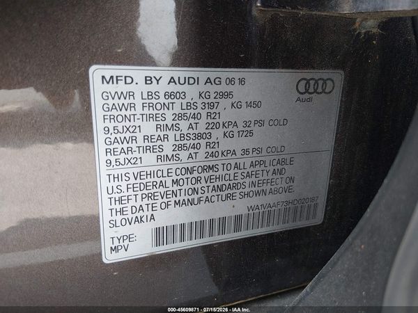 2017 AUDI Q7 3.0T PREMIUM