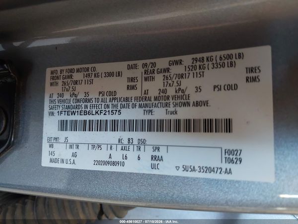 2020 FORD F-150 XL