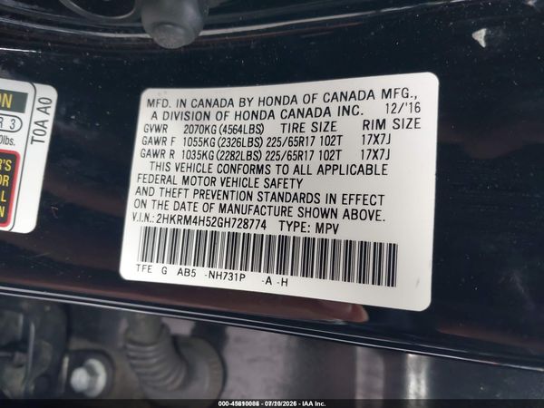 2016 HONDA CR-V EX