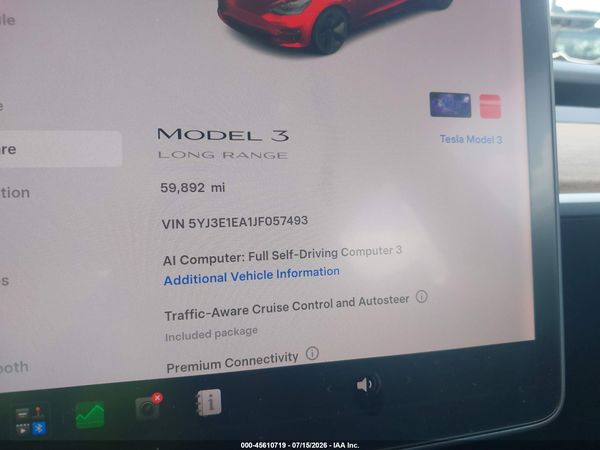 2018 TESLA MODEL 3 LONG RANGE/MID RANGE