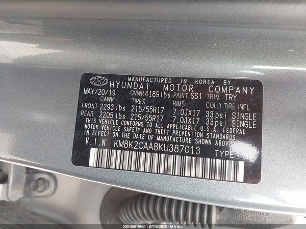 2019 HYUNDAI KONA SEL