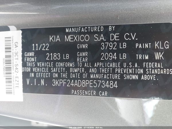 2023 KIA FORTE LXS