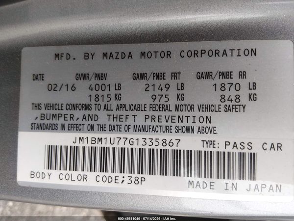 2016 MAZDA MAZDA3 I SPORT