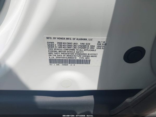 2018 HONDA PILOT EX-L