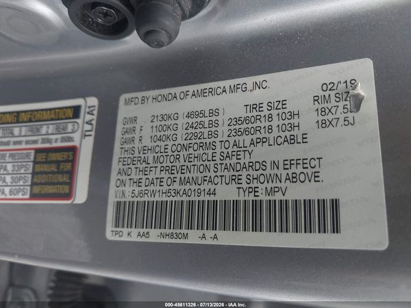 2019 HONDA CR-V EX