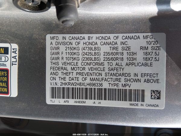 2020 HONDA CR-V AWD EX-L