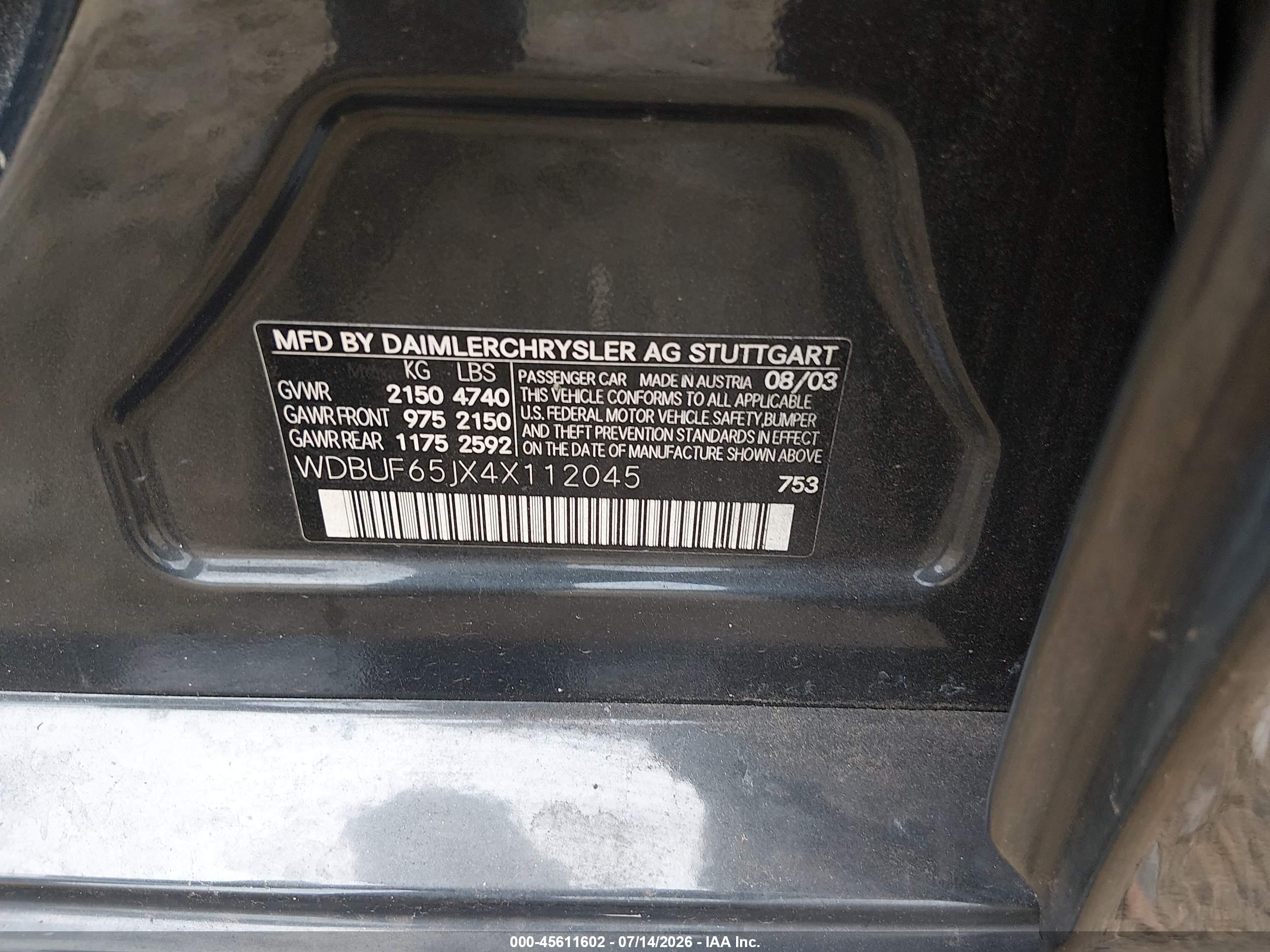 2004 MERCEDES-BENZ E 320 E320