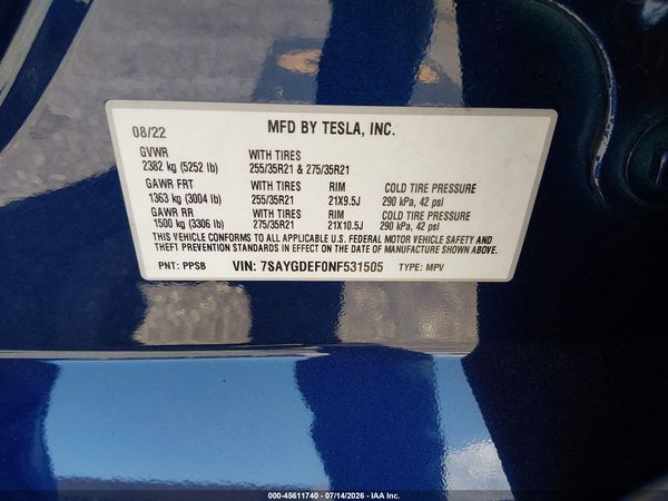 2022 TESLA MODEL Y — I9