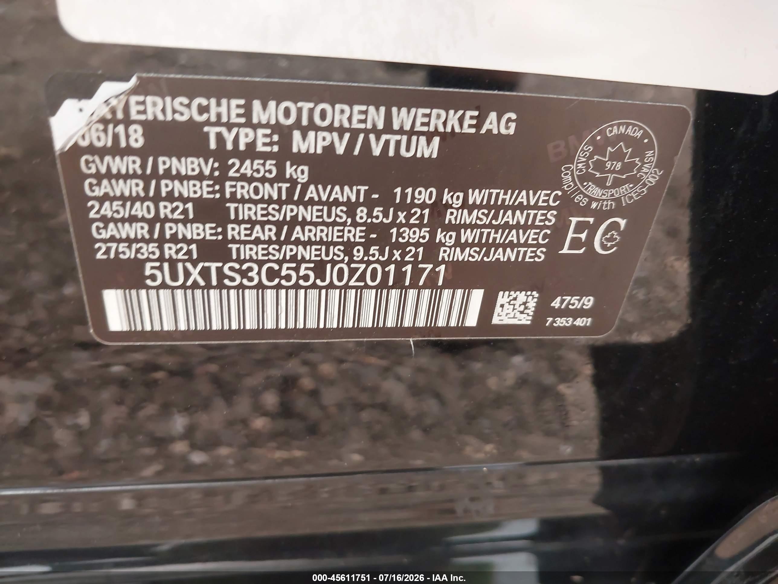 2018 BMW X3 M40I
