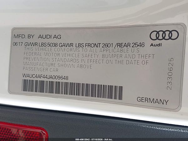 2018 AUDI S4 3.0T PREMIUM PLUS