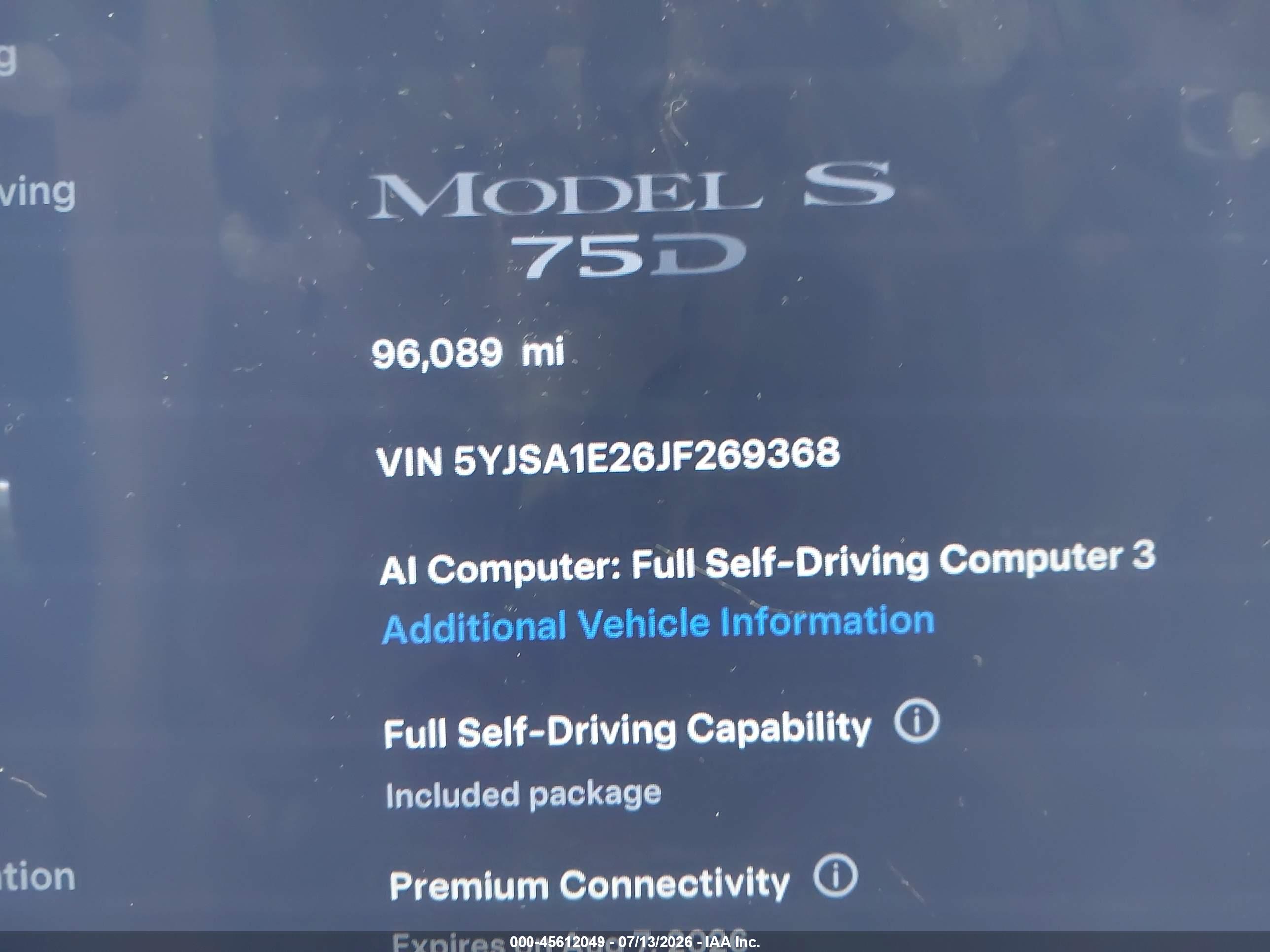 2018 TESLA MODEL S 100D/75D/P100D