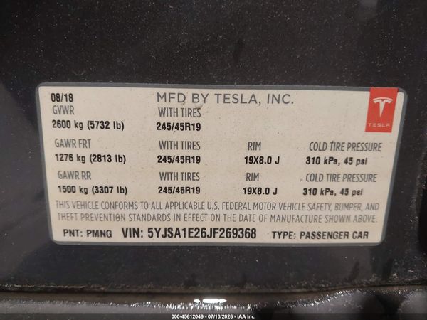 2018 TESLA MODEL S 100D/75D/P100D
