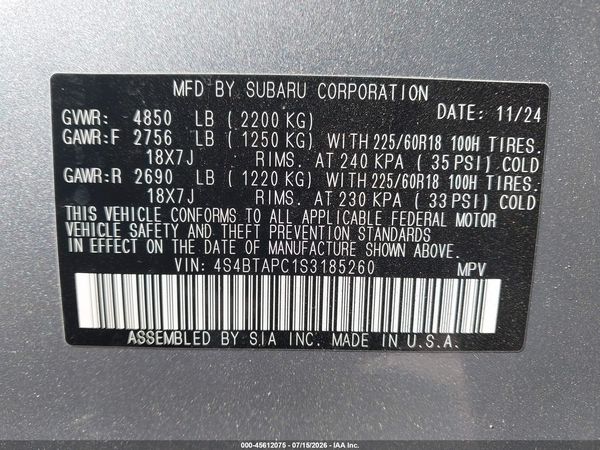 2025 SUBARU OUTBACK TOURING