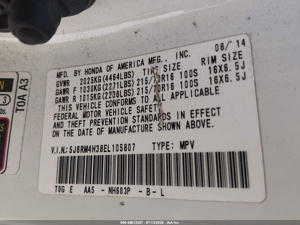 2014 HONDA CR-V LX