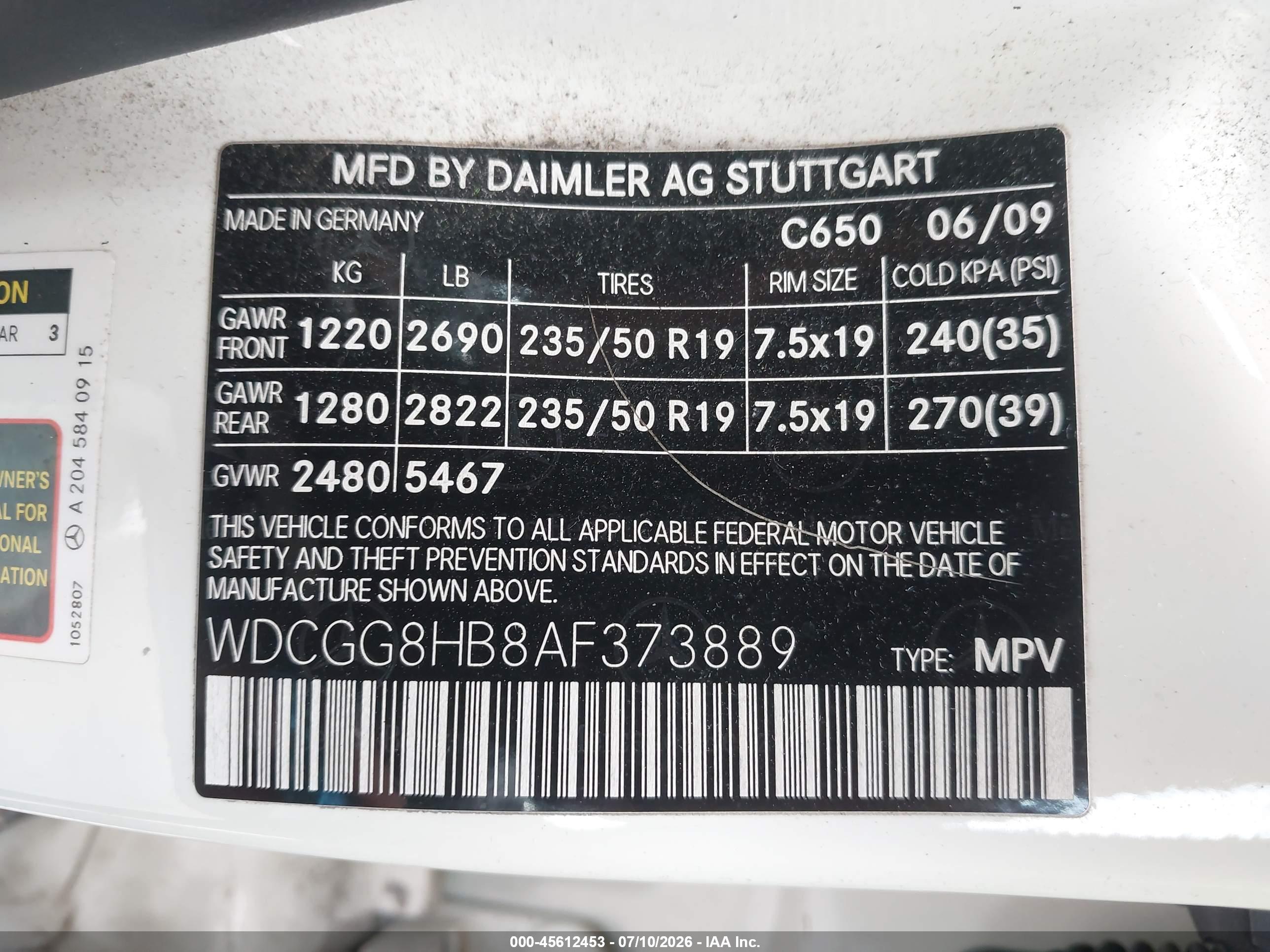 2010 MERCEDES-BENZ GLK 350 GLK350 4-MATIC