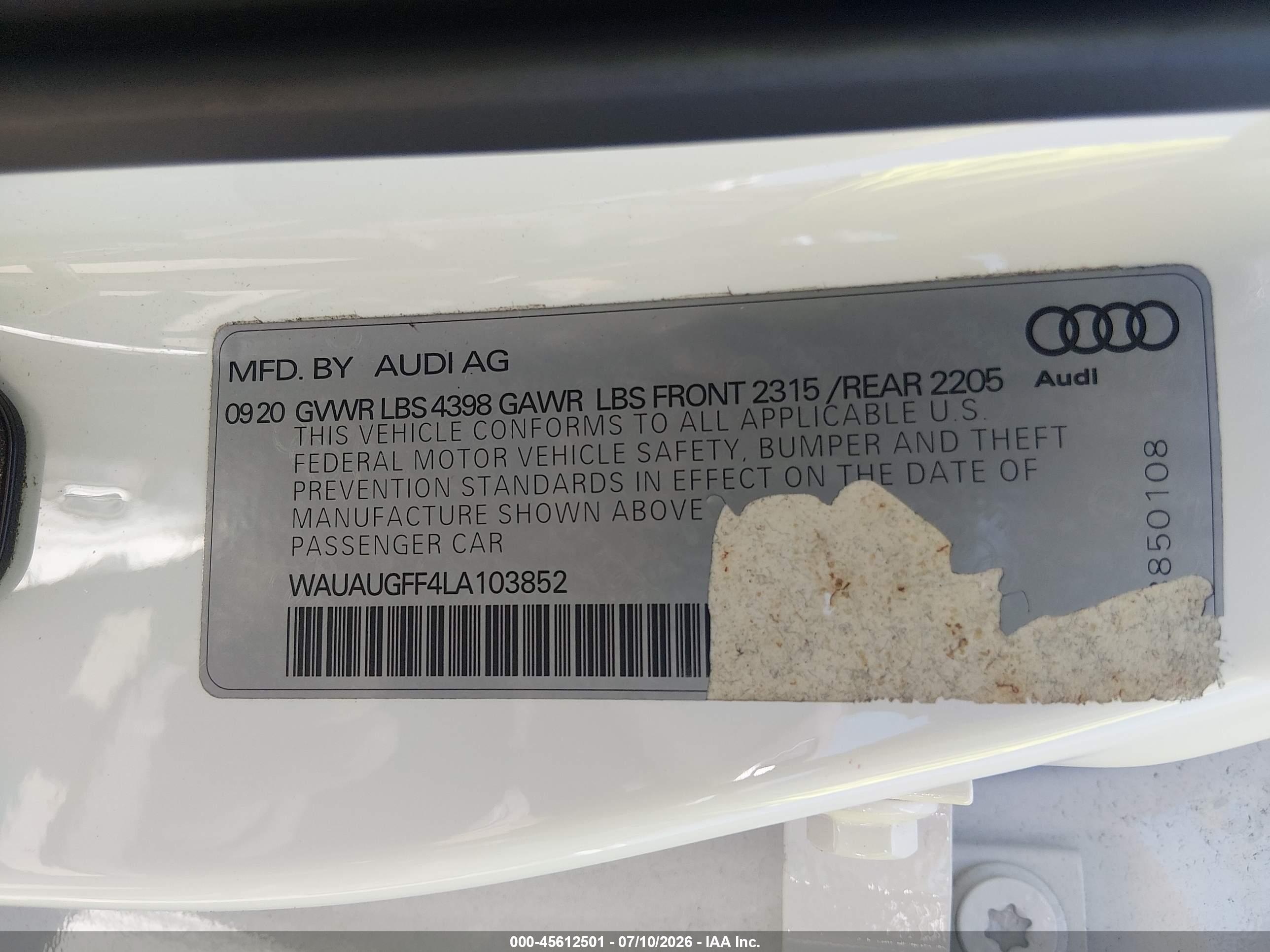 2020 AUDI A3