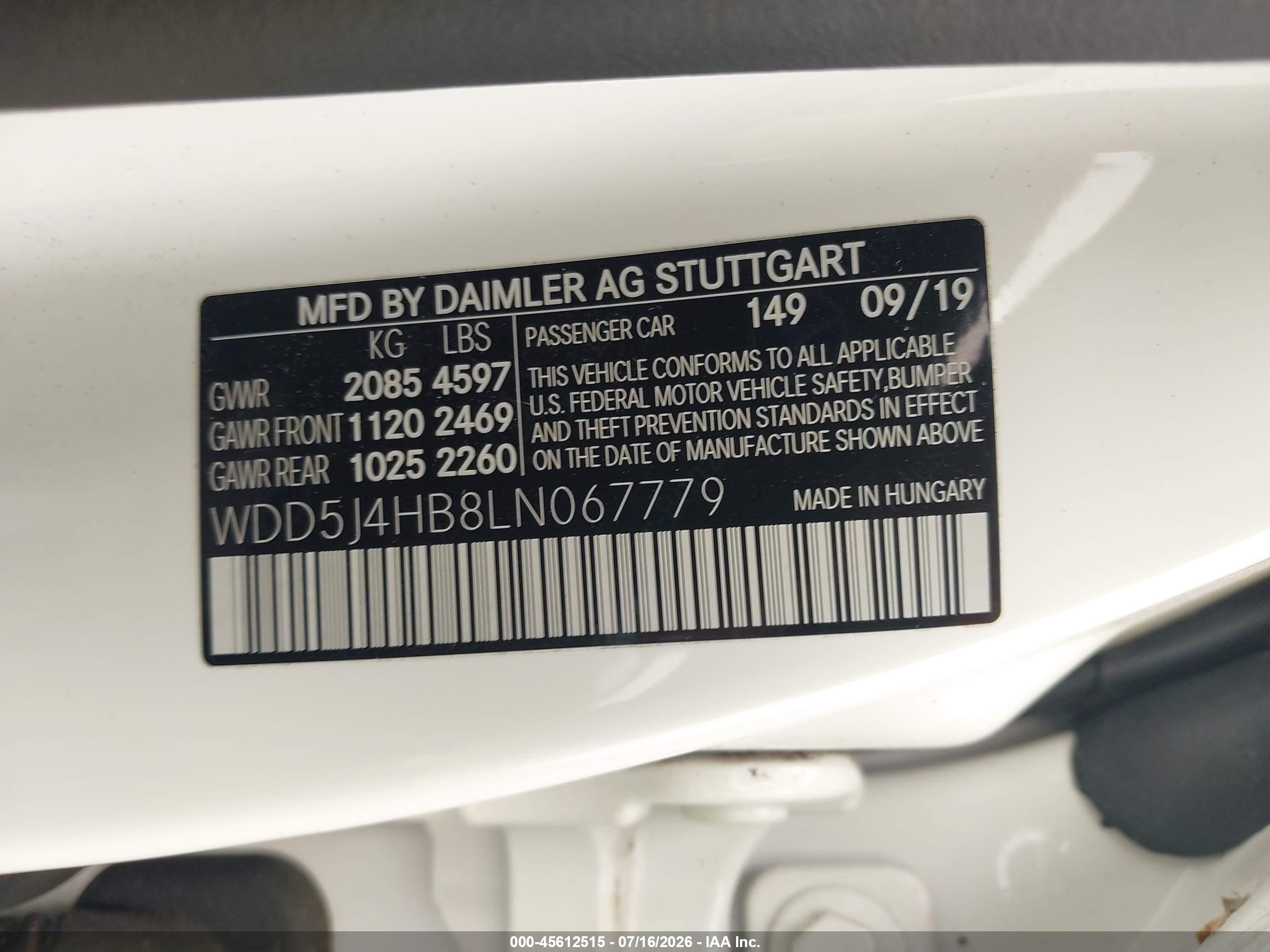 2020 MERCEDES-BENZ CLA 250 4MATIC