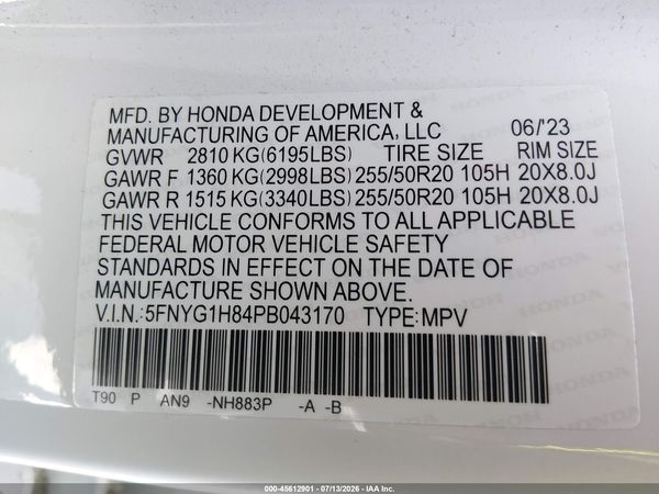 2023 HONDA PILOT AWD ELITE