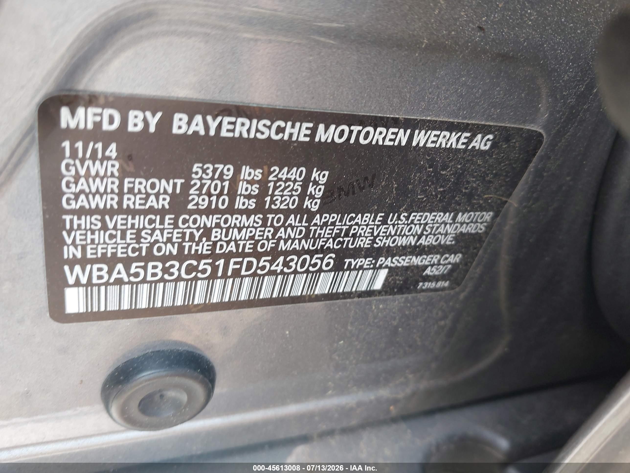 2015 BMW 535I XDRIVE
